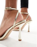 Simmi London Wide Fit Damira strappy barely there sandal in gold
