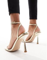 Simmi London Wide Fit Damira strappy barely there sandal in gold