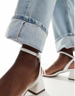 ‌Stylish Honeydew mid block heeled sandals in white