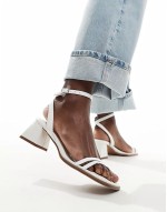 ‌Stylish Honeydew mid block heeled sandals in white