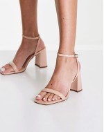 Wide Fit Hilton barely there block heeled sandals in beige