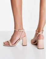 Wide Fit Hilton barely there block heeled sandals in beige