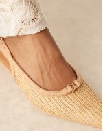 slingback low heeled shoes in natural raffia