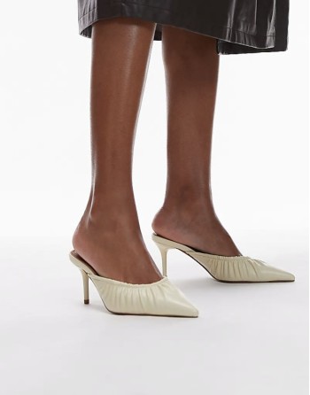 Dill ruched slip on mid heeled shoes in buttermilk