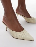 Dill ruched slip on mid heeled shoes in buttermilk