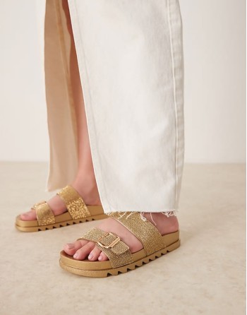 rhinestone strap slides in gold
