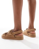 ankle strap leather sandal in tan