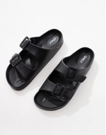 double strap sandal in black