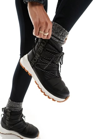Thermoball insulated lace up boots in black and white