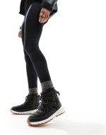 Thermoball insulated lace up boots in black and white