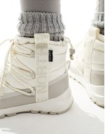 Thermoball insulated lace up boots in cream and grey