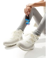 Thermoball insulated lace up boots in cream and grey