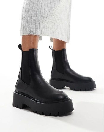 Wide Fit Amy chunky chelsea boots in black