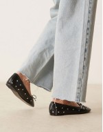 Lynette high vamp studded ballets in black