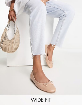 Wide Fit Lullaby bow ballet in beige