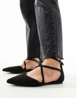 Wide Fit Larna pointed ballet flats in black