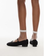 ballet pump with strap in black