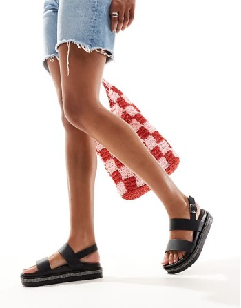 sparkle chunky sandals in black