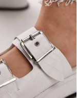Katie leather chunky sandals in white croc