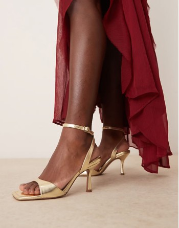 Hollow barely there heeled sandals in gold