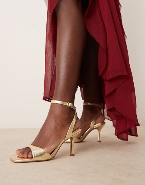 Hollow barely there heeled sandals in gold