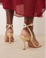 Hollow barely there heeled sandals in gold