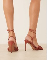 Nadine knotted high heeled sandals in rust