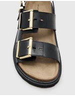 Isla leather sandals in black