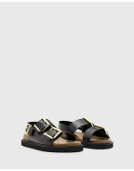 Isla leather sandals in black
